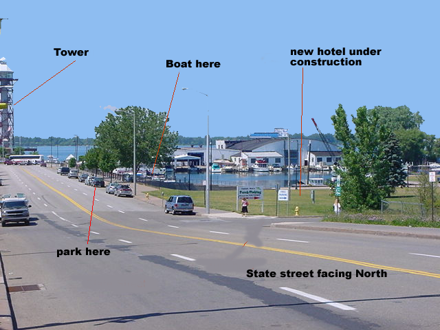 Directions map to Bomber Charters dock in Erie PA